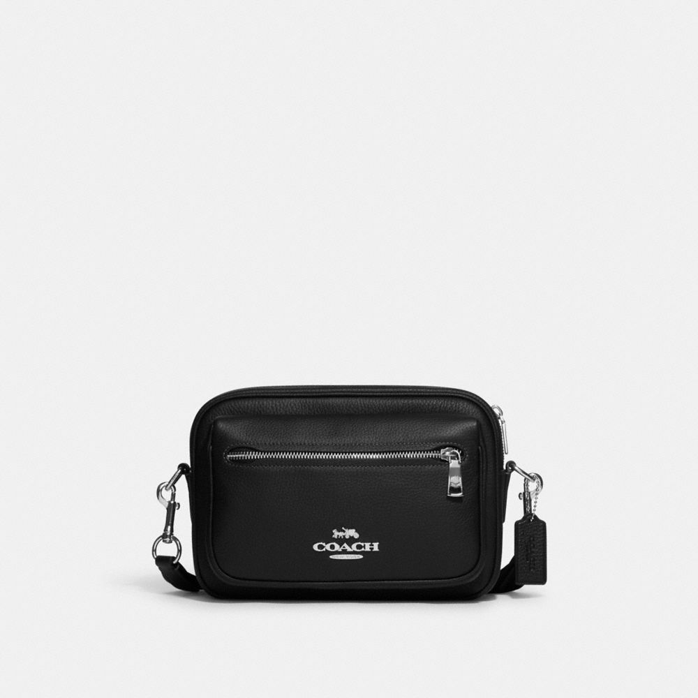 COACH®,Elias Crossbody,Leather,Crossbody,Logo,Casual,Black,Front View