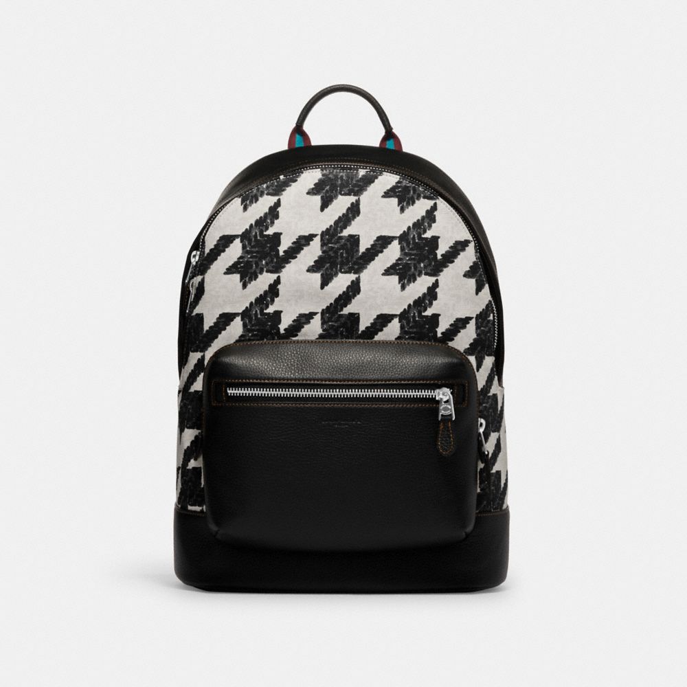 Black and White Checkered Canvas Mini Backpack