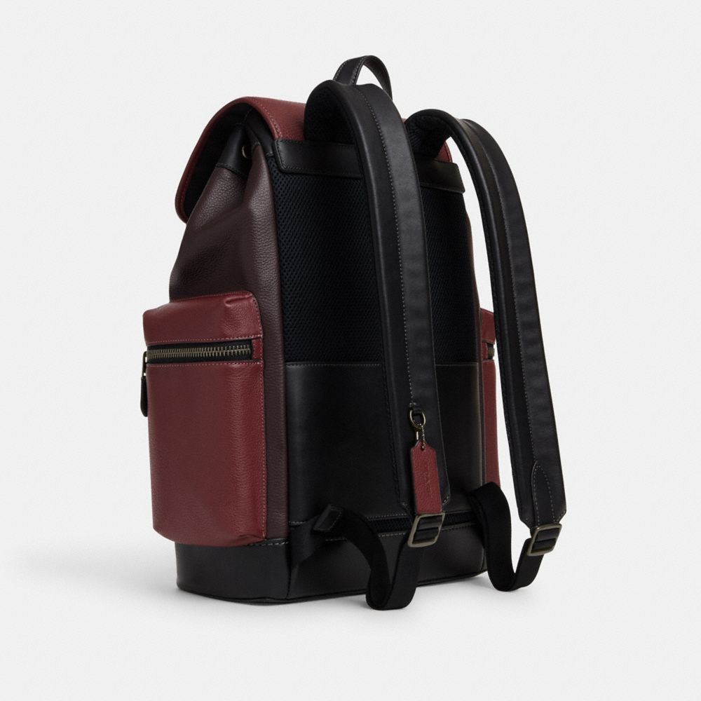 COACH®,SPRINT BACKPACK IN COLORBLOCK,Novelty Leather,X-Large,Office,Gunmetal/Wine Multi,Angle View