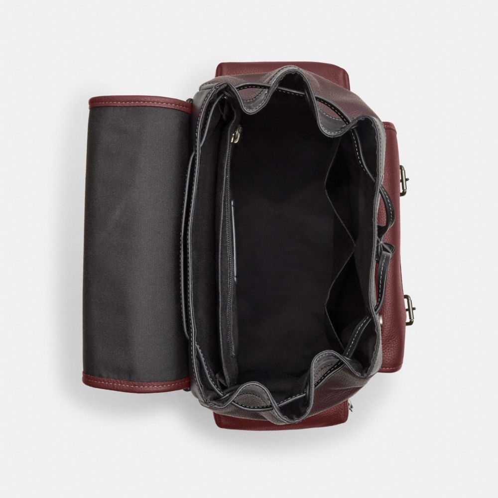 COACH®,SPRINT BACKPACK IN COLORBLOCK,Novelty Leather,X-Large,Office,Gunmetal/Wine Multi,Inside View,Top View