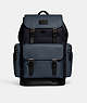 COACH®,SPRINT BACKPACK IN COLORBLOCK,Leather,X-Large,Office,Black Antique Nickel/Midnight Navy/Denim,Front View
