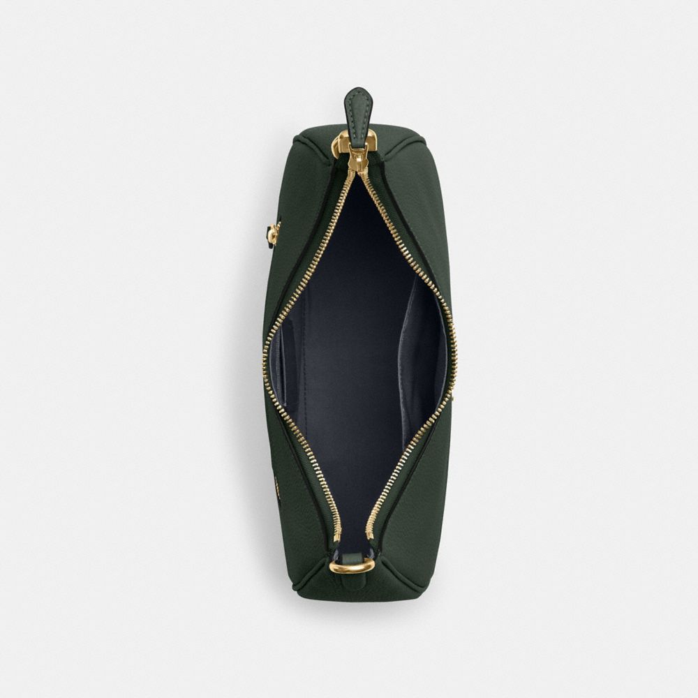 COACH®,TERI HOBO BAG,Pebbled Leather,Anniversary,Gold/Amazon Green,Inside View,Top View