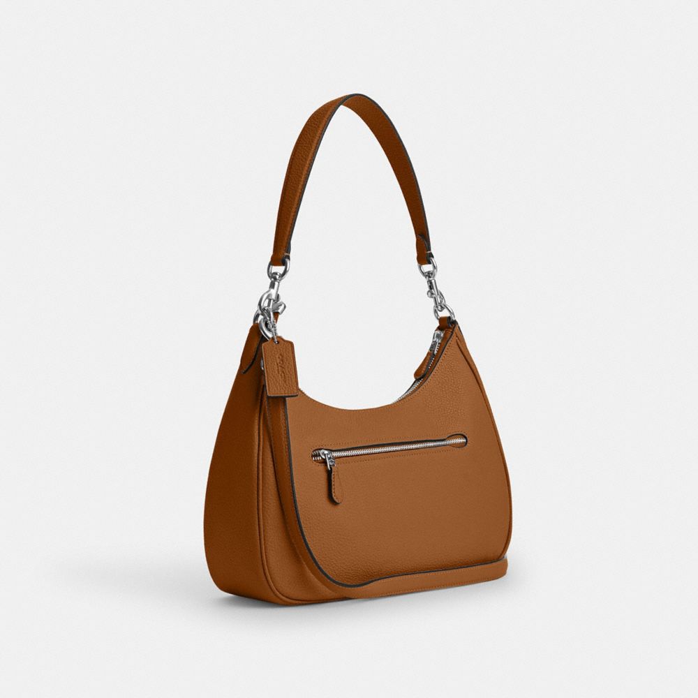 COACH®,TERI HOBO BAG,Pebbled Leather,Anniversary,Silver/Light Saddle,Angle View