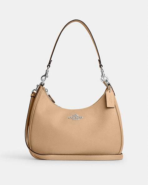 COACH®,TERI HOBO,PITONE LUCIDO,Argent/Sandy Beige,Front View