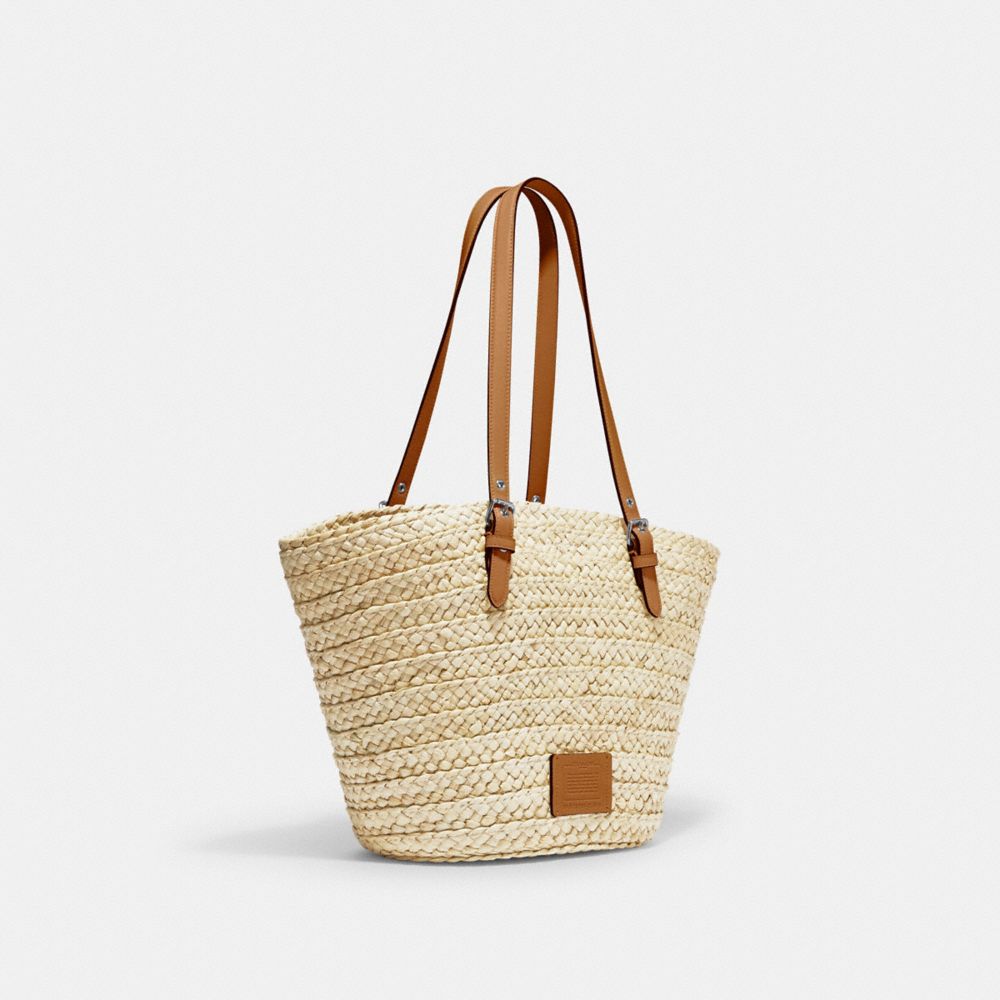 COACH®,ラージ トート,トートバッグ,ｼﾙﾊﾞｰ/ﾅﾁｭﾗﾙ/ﾗｲﾄ ｻﾄﾞﾙ