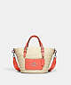 COACH®,SMALL TOTE,Straw,Large,Silver/Natural/Tangerine,Front View