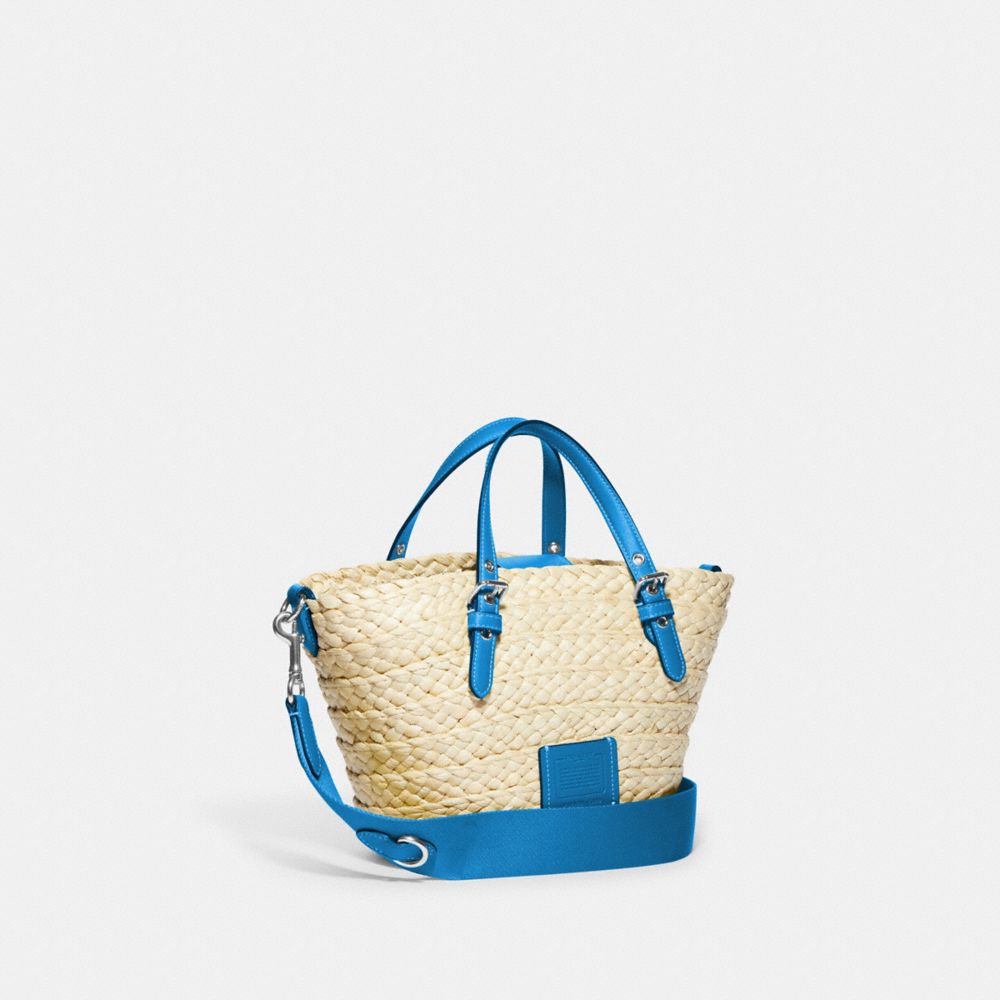 COACH®,SMALL TOTE,Large,Silver/Natural/Racer Blue,Angle View