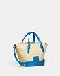 COACH®,SMALL TOTE,Straw,Large,Silver/Natural/Racer Blue,Angle View