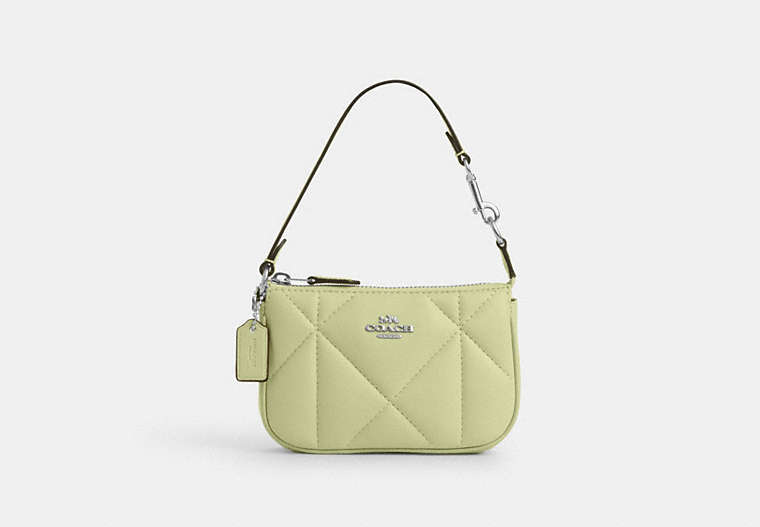 COACH®,NOLITA 15 WITH PUFFY DIAMOND QUILTING,Leather,Silver/Pale Lime,Front View