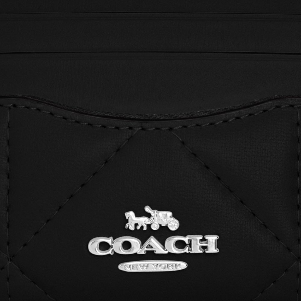 COACH®,SLIM ID CARD CASE WITH PUFFY DIAMOND QUILTING,Novelty Leather,Silver/Black