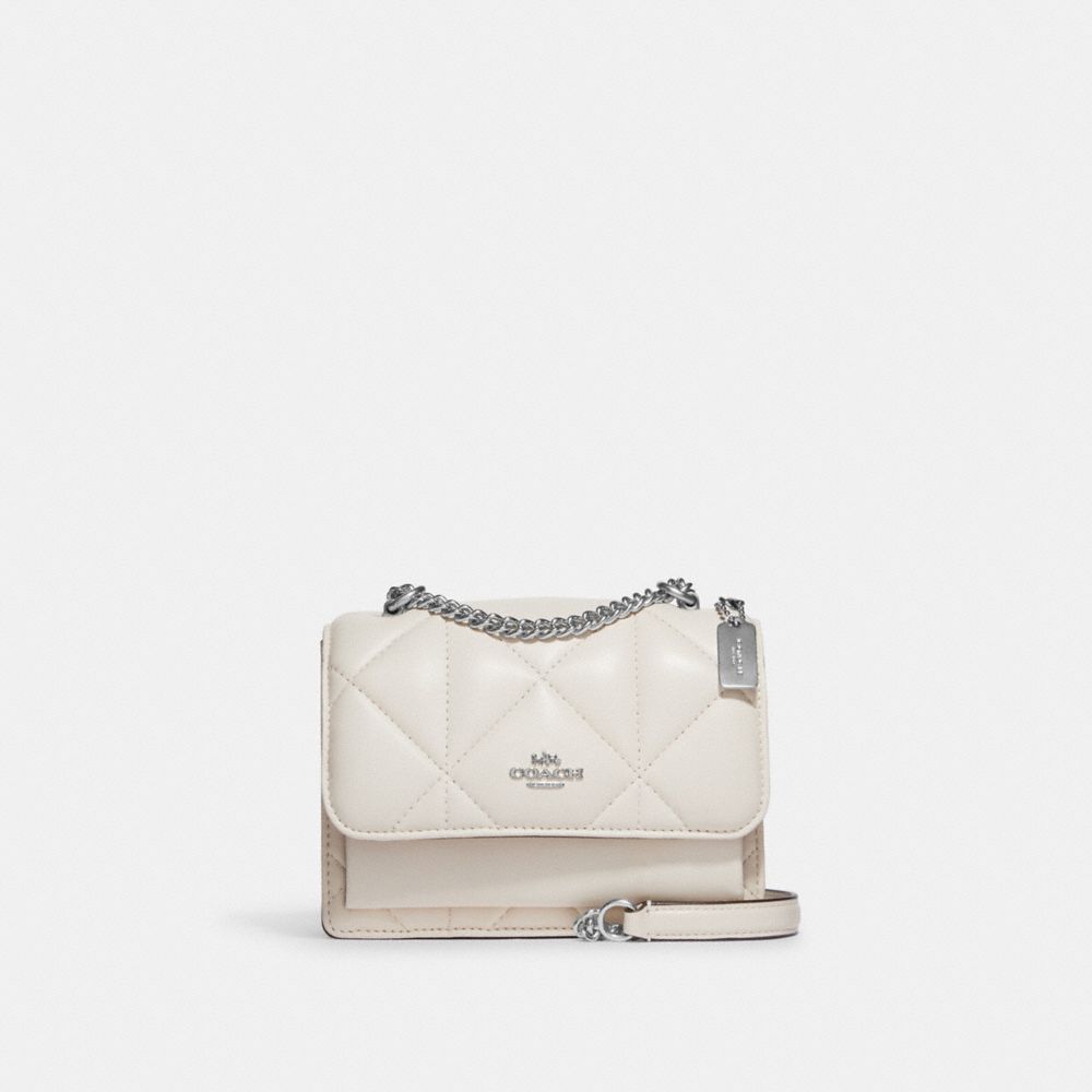 COACH®,MINI KLARE CROSSBODY WITH PUFFY DIAMOND QUILTING,Novelty Leather,Silver/Chalk,Front View