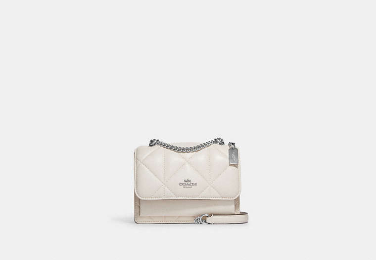 COACH®,MINI KLARE CROSSBODY WITH PUFFY DIAMOND QUILTING,Leather,Small,Silver/Chalk,Front View