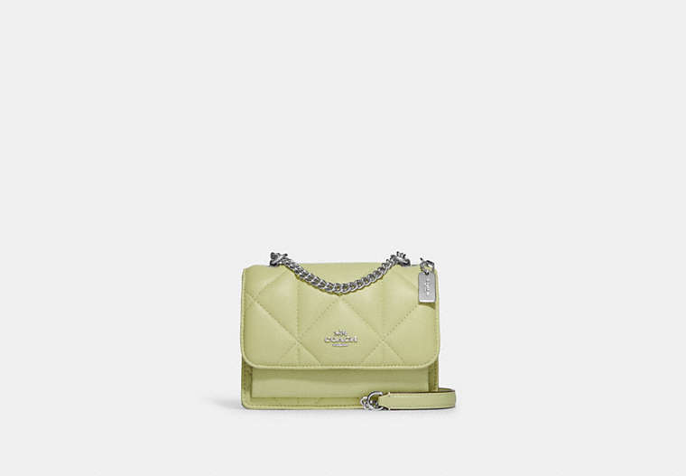 COACH®,MINI KLARE CROSSBODY WITH PUFFY DIAMOND QUILTING,Leather,Small,Silver/Pale Lime,Front View