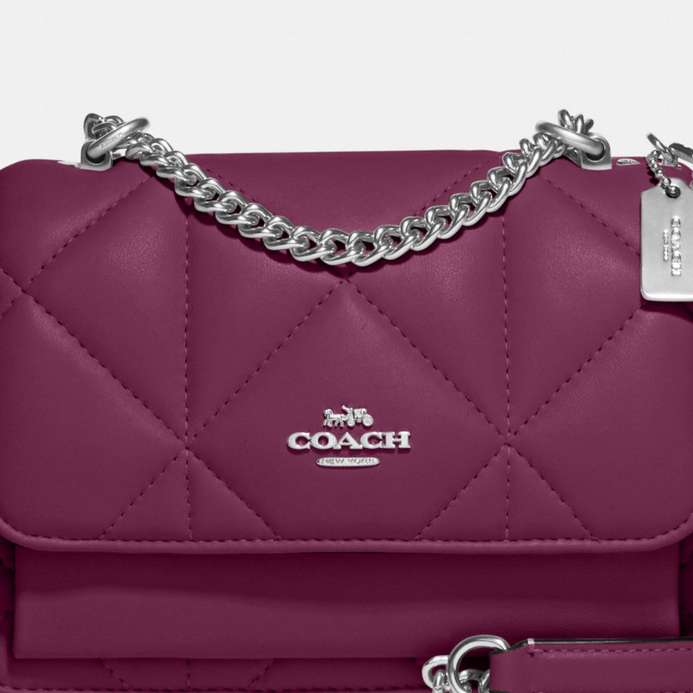 COACH®,Mini Klare Crossbody With Puffy Diamond Quilting,Leather,Crossbody,Gusset,Silver Metal,Day Party,Purple