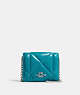 COACH®,MINI WALLET ON A CHAIN WITH PUFFY DIAMOND QUILTING,Leather,Mini,Silver/Teal,Front View