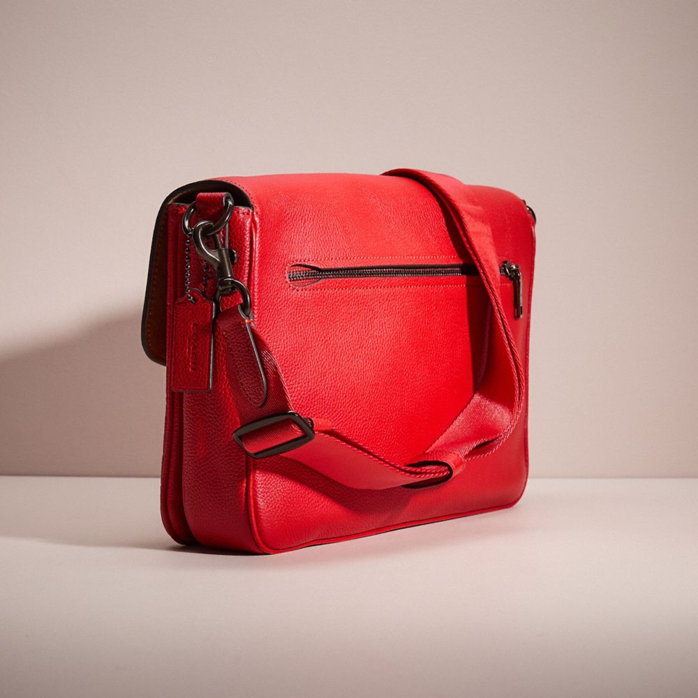 COACH®,Restored Soft Tabby Messenger In Signature Leather,Leather,Crossbody,Casual,Red,Angle View