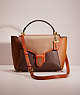 COACH®,RESTORED COURIER CARRYALL IN COLORBLOCK,Brass/Light Saddle Elm,Front View