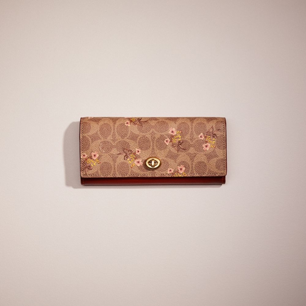 Restored Envelope Wallet In Signature Canvas With Floral Bow Print