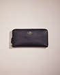 COACH®,RESTORED ACCORDION ZIP WALLET,Polished Pebble Leather,Light Gold/Navy,Front View