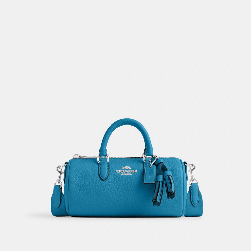COACH®,LACEY CROSSBODY BAG,Pebbled Leather,Small,Silver/Electric Blue,Front View