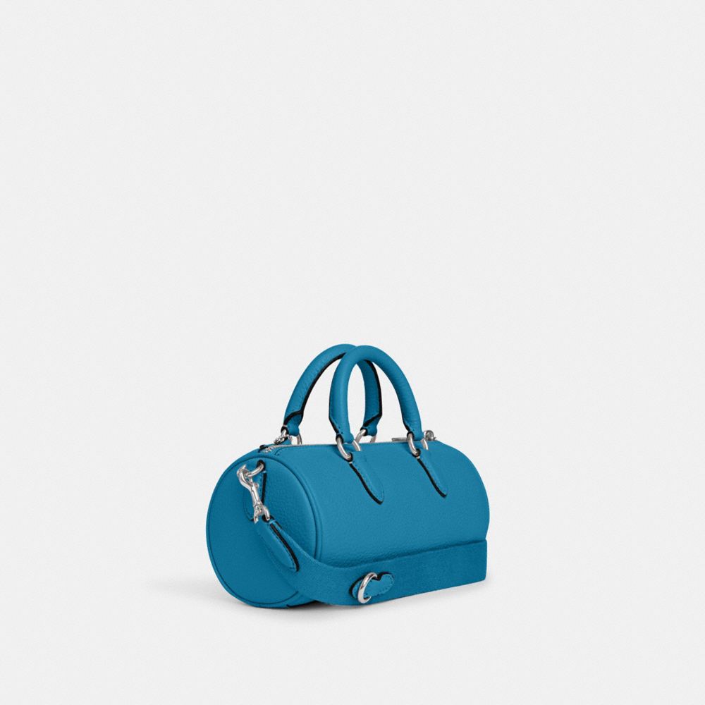 COACH®,LACEY CROSSBODY BAG,Pebbled Leather,Small,Silver/Electric Blue,Angle View