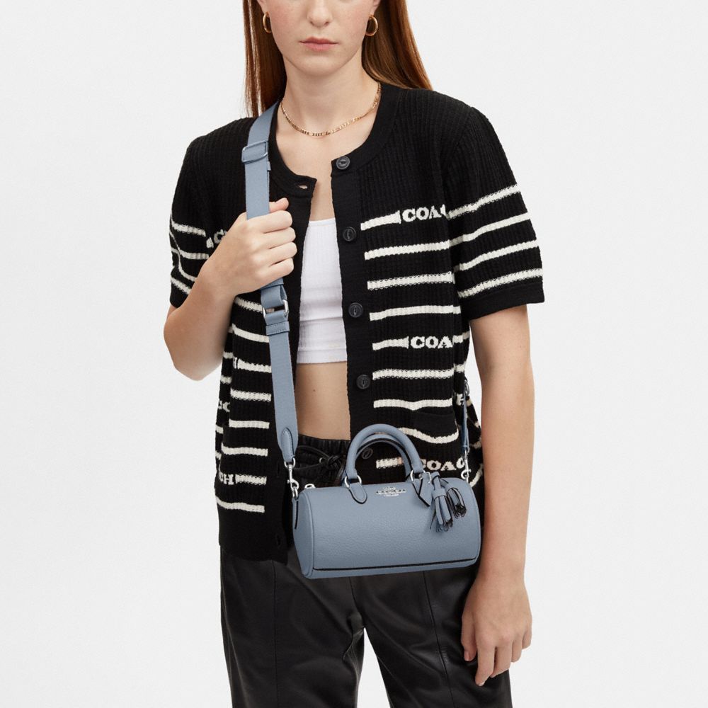 COACH®,Lacey Crossbody Bag,Leather,Crossbody,Silver Metal,Casual,Blue,Detail View