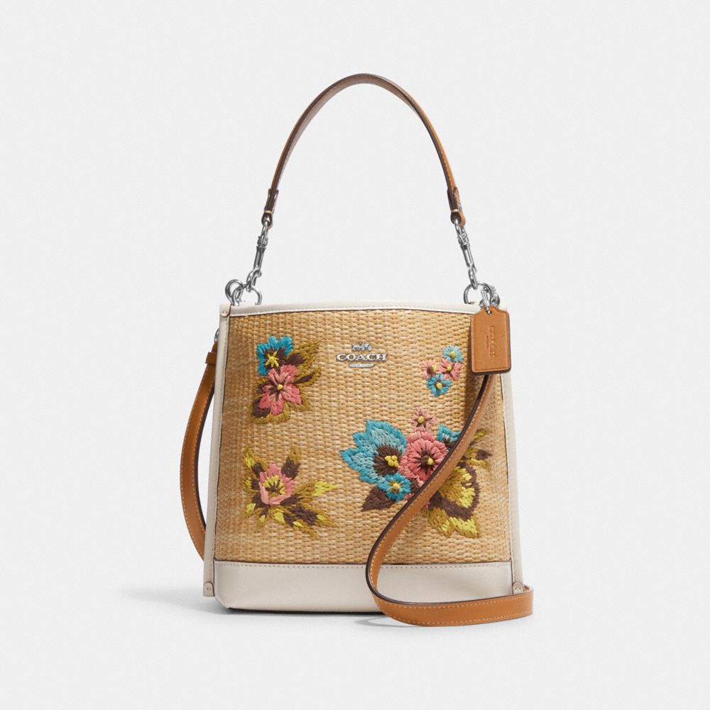 COACH Willow Bucket Bag With Floral Embroidery in Blue