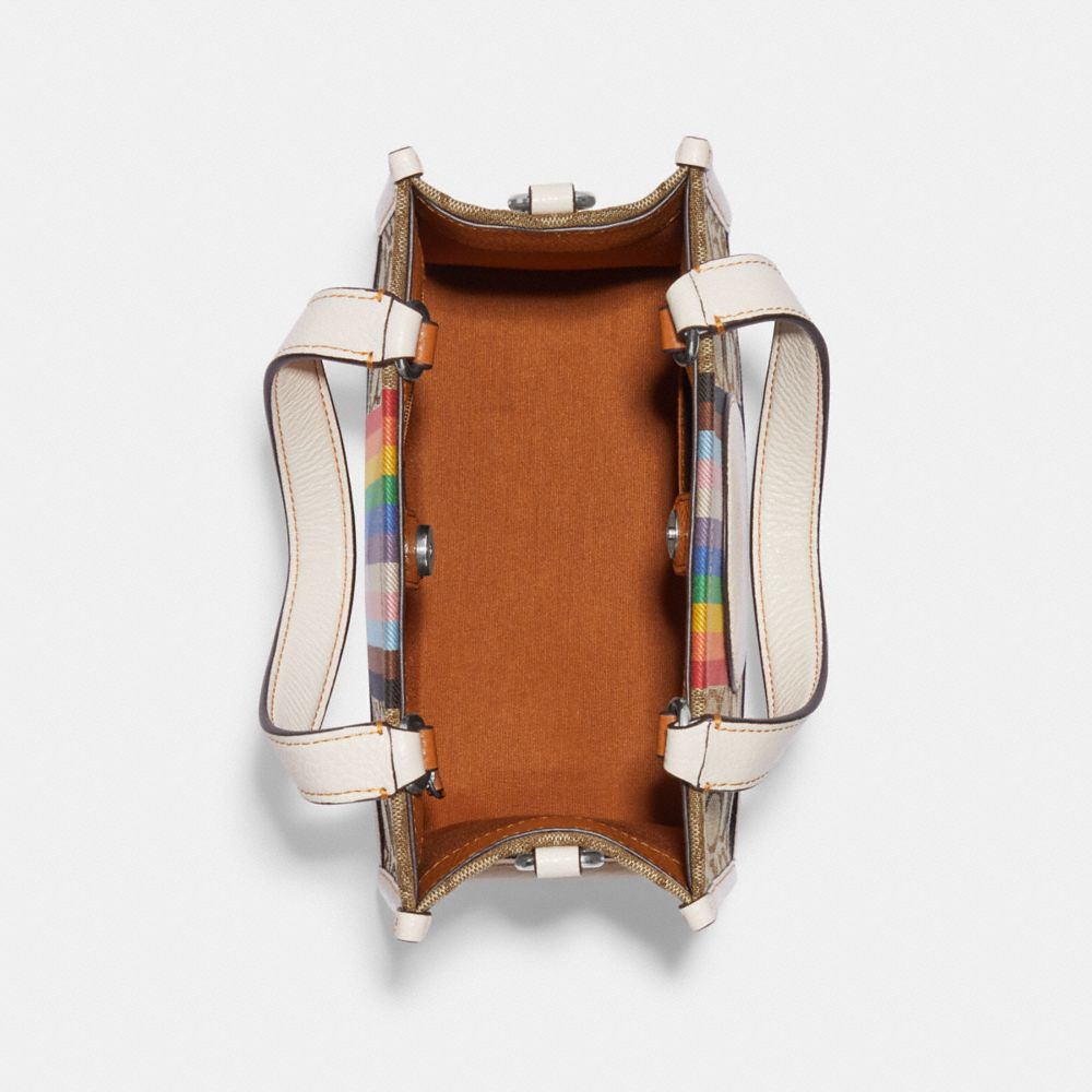 COACH®,Dempsey Tote Bag 22 In Signature Jacquard With Rainbow Stripe And Coach Patch,,Inside View,Top View