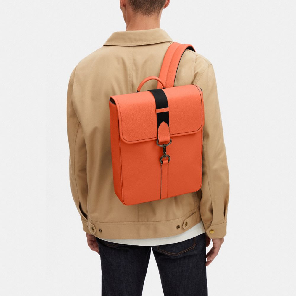 COACH®,Blaine Backpack,Leather,Backpack,PVC,Color Block,Gunmetal,Casual,,Detail View