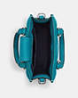 COACH®,NORTH SOUTH MINI TOTE WITH PUFFY DIAMOND QUILTING,Leather,Mini,Silver/Teal,Inside View,Top View