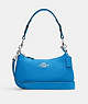 COACH®,TERI SHOULDER BAG IN SIGNATURE CANVAS,Leather,Medium,Silver/Khaki/Racer Blue,Front View