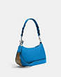 COACH®,TERI SHOULDER BAG IN SIGNATURE CANVAS,Leather,Medium,Silver/Khaki/Racer Blue,Angle View