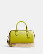 COACH®,ROWAN SATCHEL BAG IN SIGNATURE CANVAS,Leather,Medium,Silver/Light Khaki/Key Lime,Front View