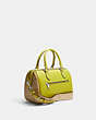 COACH®,ROWAN SATCHEL BAG IN SIGNATURE CANVAS,Leather,Medium,Silver/Light Khaki/Key Lime,Angle View