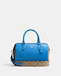 COACH®,ROWAN SATCHEL BAG IN SIGNATURE CANVAS,Leather,Medium,Silver/Khaki/Racer Blue,Front View
