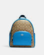 COACH®,COURT BACKPACK IN SIGNATURE CANVAS,Leather,Large,Silver/Khaki/Racer Blue,Front View