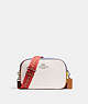 COACH®,JAMIE CAMERA BAG IN COLORBLOCK,Leather,Medium,Silver/Chalk Multi,Front View
