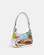 COACH®,TERI SHOULDER BAG WITH HAWAIIAN PRINT,canvas,Medium,Silver/Blue Multi,Angle View