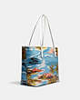 COACH®,CITY TOTE BAG WITH HAWAIIAN PRINT,canvas,X-Large,Silver/Blue Multi,Angle View