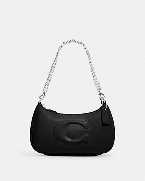 COACH®,TERI SHOULDER BAG WITH SIGNATURE QUILTING,Leather,Medium,Silver/Black,Front View