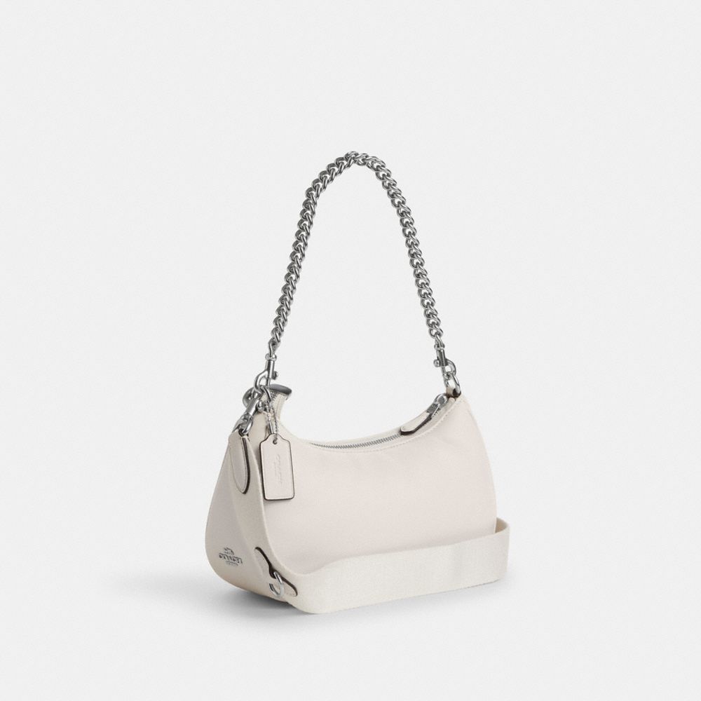 COACH®,TERI SHOULDER BAG WITH SIGNATURE QUILTING,Smooth Leather,Silver/Chalk,Angle View