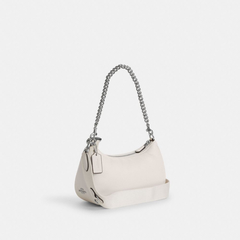 COACH®,TERI SHOULDER BAG WITH SIGNATURE QUILTING,Smooth Leather,Silver/Chalk,Angle View