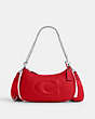COACH®,TERI SHOULDER BAG WITH SIGNATURE QUILTING,Leather,Medium,Silver/Bright Poppy,Front View