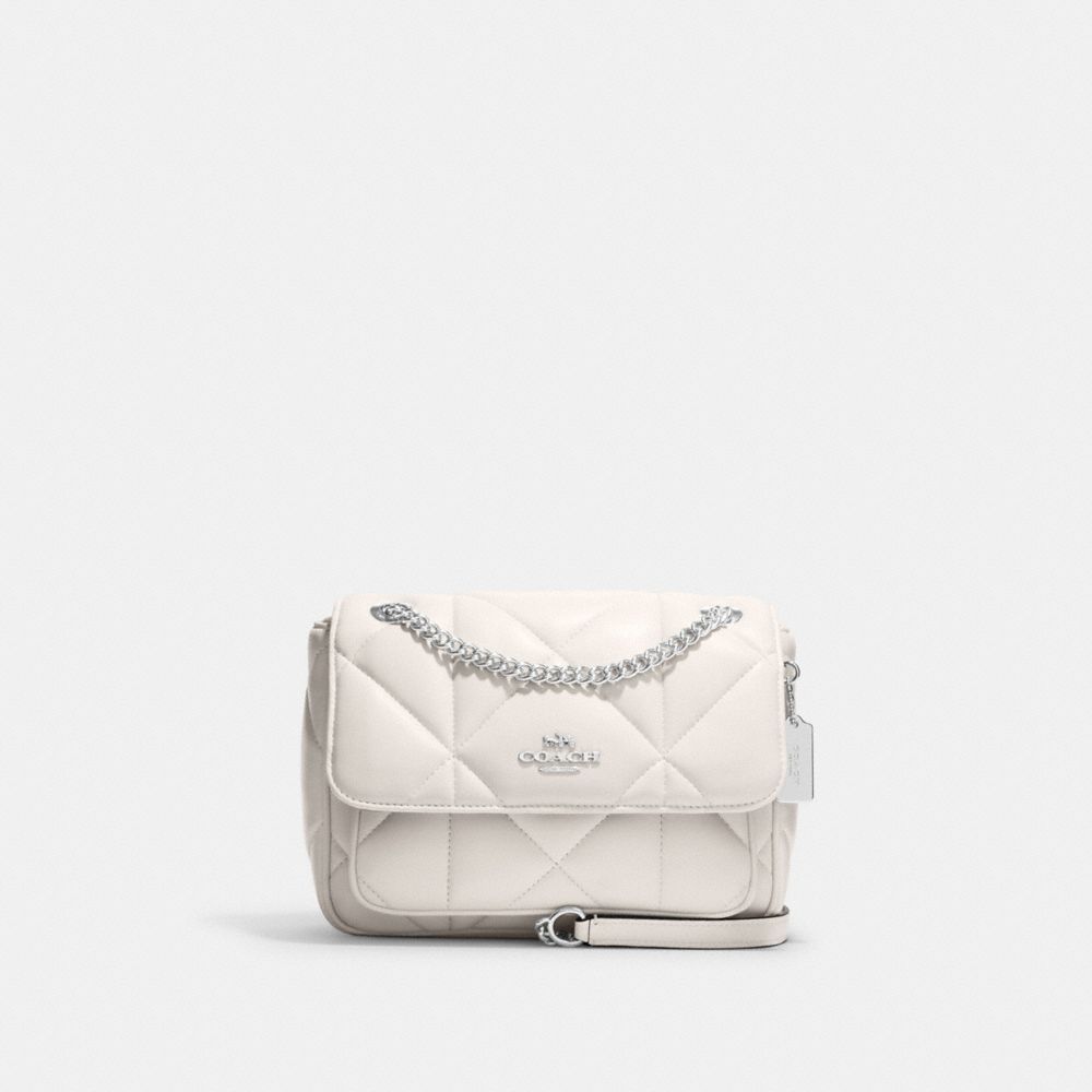 COACH®,KLARE CROSSBODY 25 WITH PUFFY DIAMOND QUILTING,Novelty Leather,Medium,Silver/Chalk,Front View