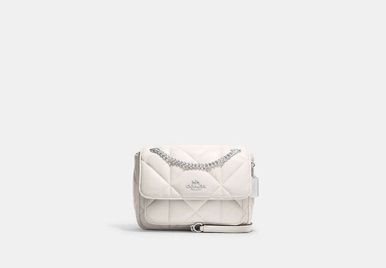 COACH®,KLARE CROSSBODY 25 WITH PUFFY DIAMOND QUILTING,Pebbled Leather,Medium,Silver/Chalk,Front View
