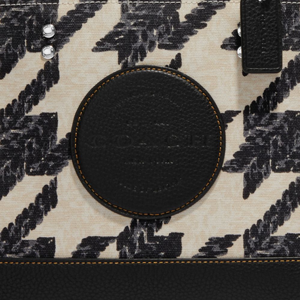 COACH®,Dempsey Tote Bag 22 With Houndstooth Print And Patch,,Detail View