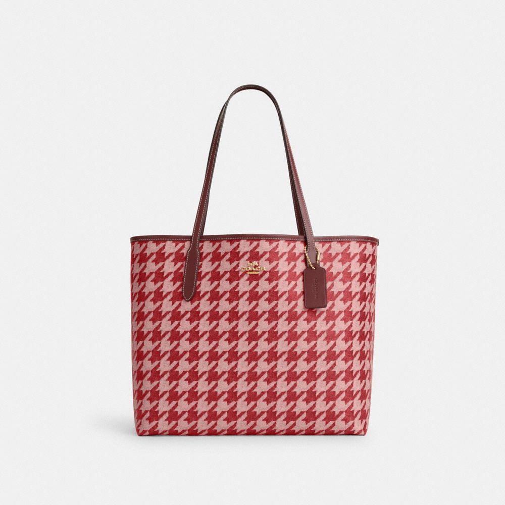 Coach City Tote with Houndstooth Print