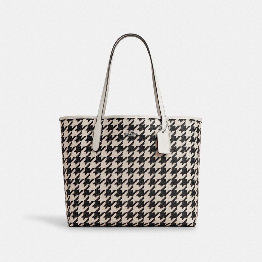 COACH City Tote With Houndstooth Print