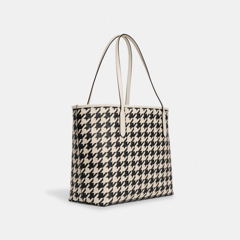 Coach Outlet City Tote with Houndstooth Print - Pink - One Size