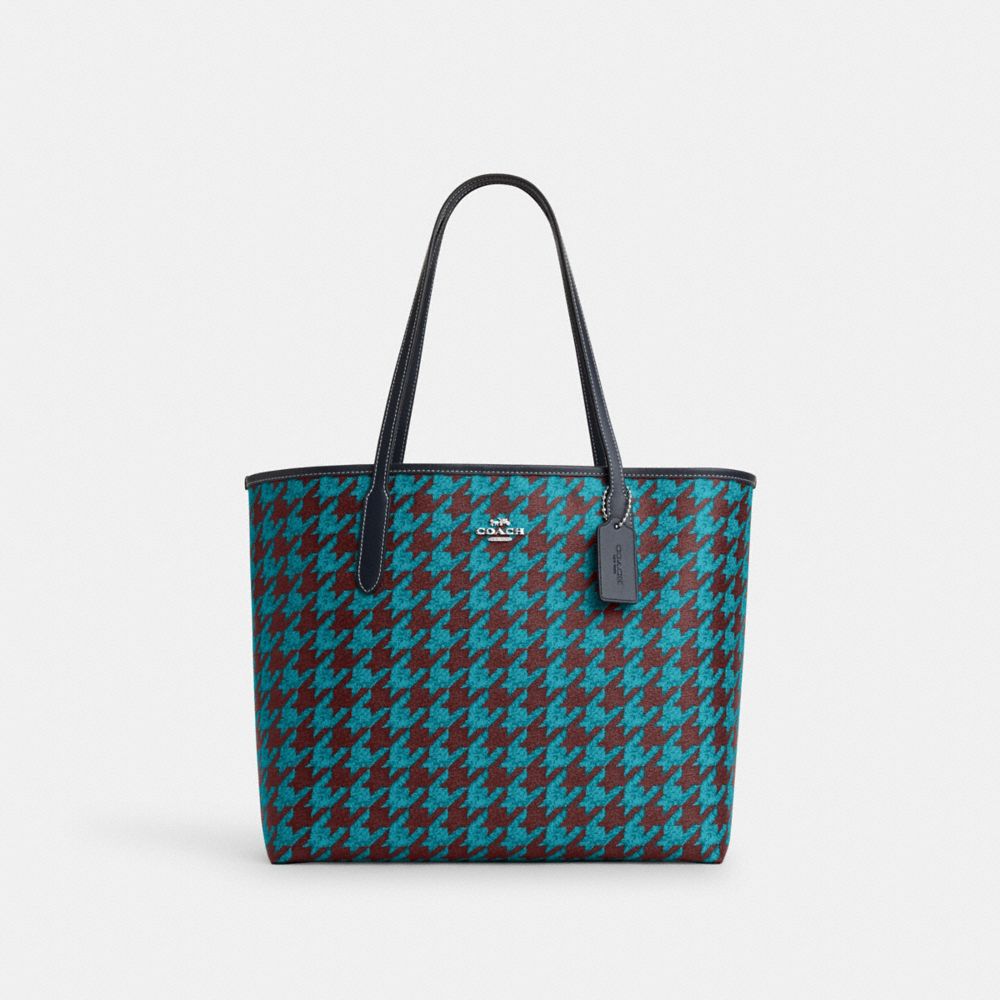 COACH Outlet City Tote Bag With Houndstooth Print